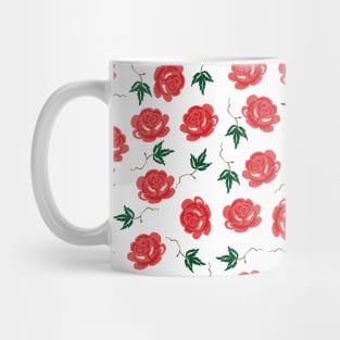 Red Rose Floral Pattern Mug